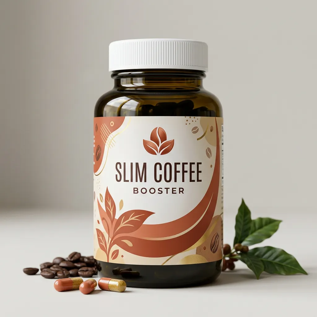 Slim Coffee Booster retail box, dark matte with cream and gold lettering
